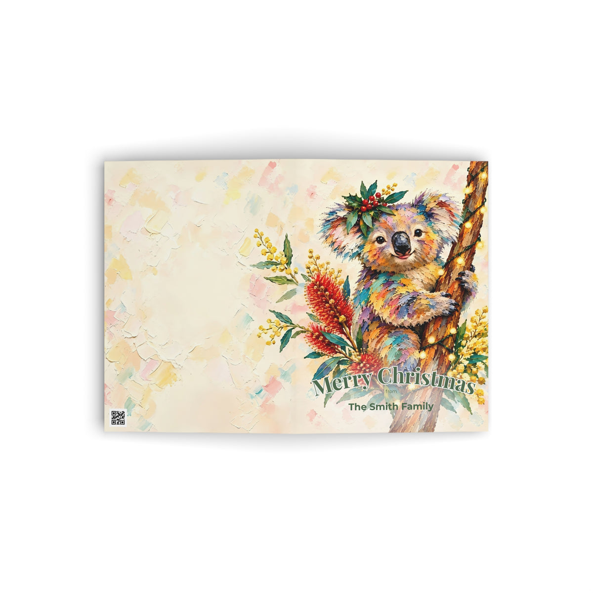 Personalised Koala Christmas Folded Greeting Card | Australian Animals