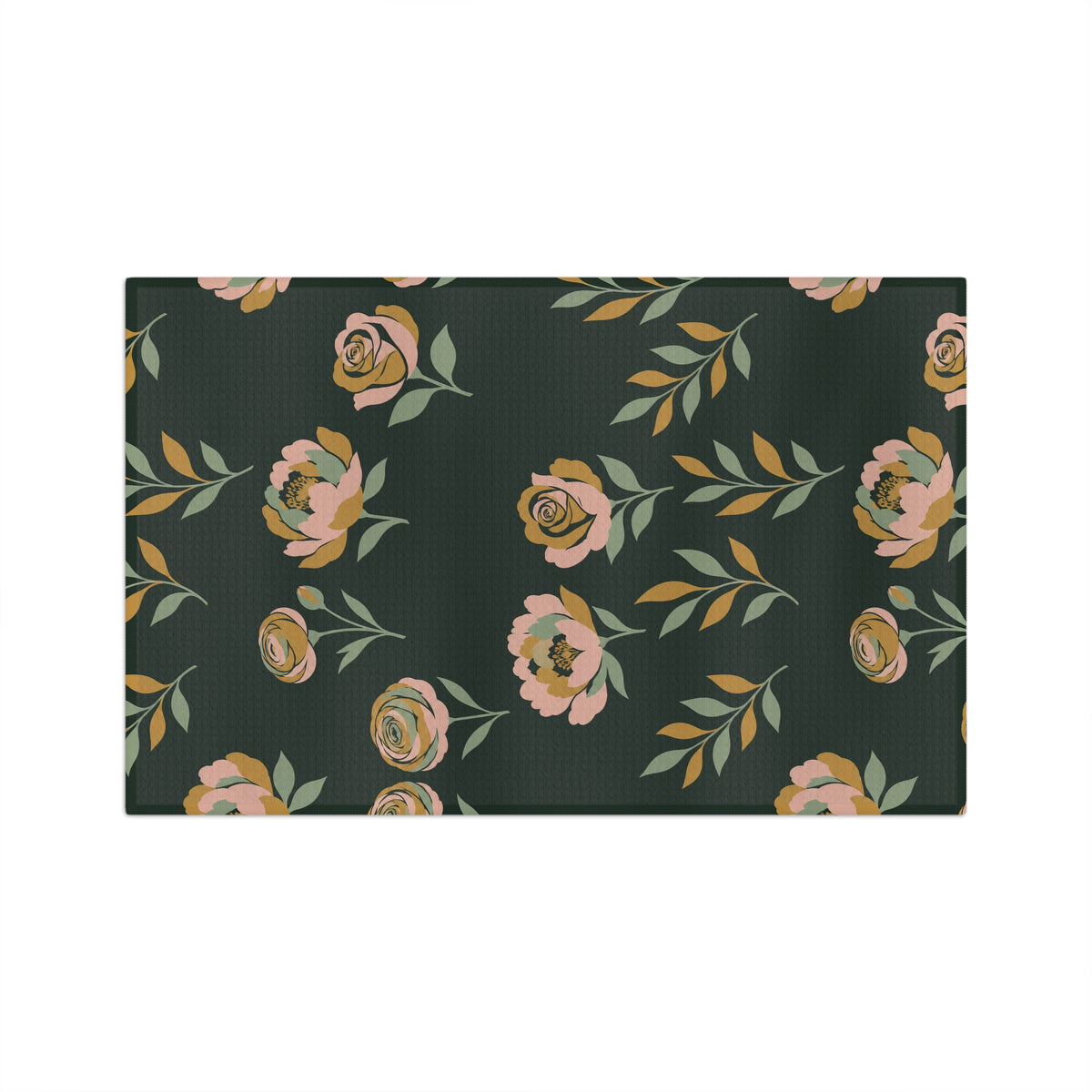 Moody Peony & Rose Floral Tea Towel | Quick-Dry Microfibre Kitchen Towel