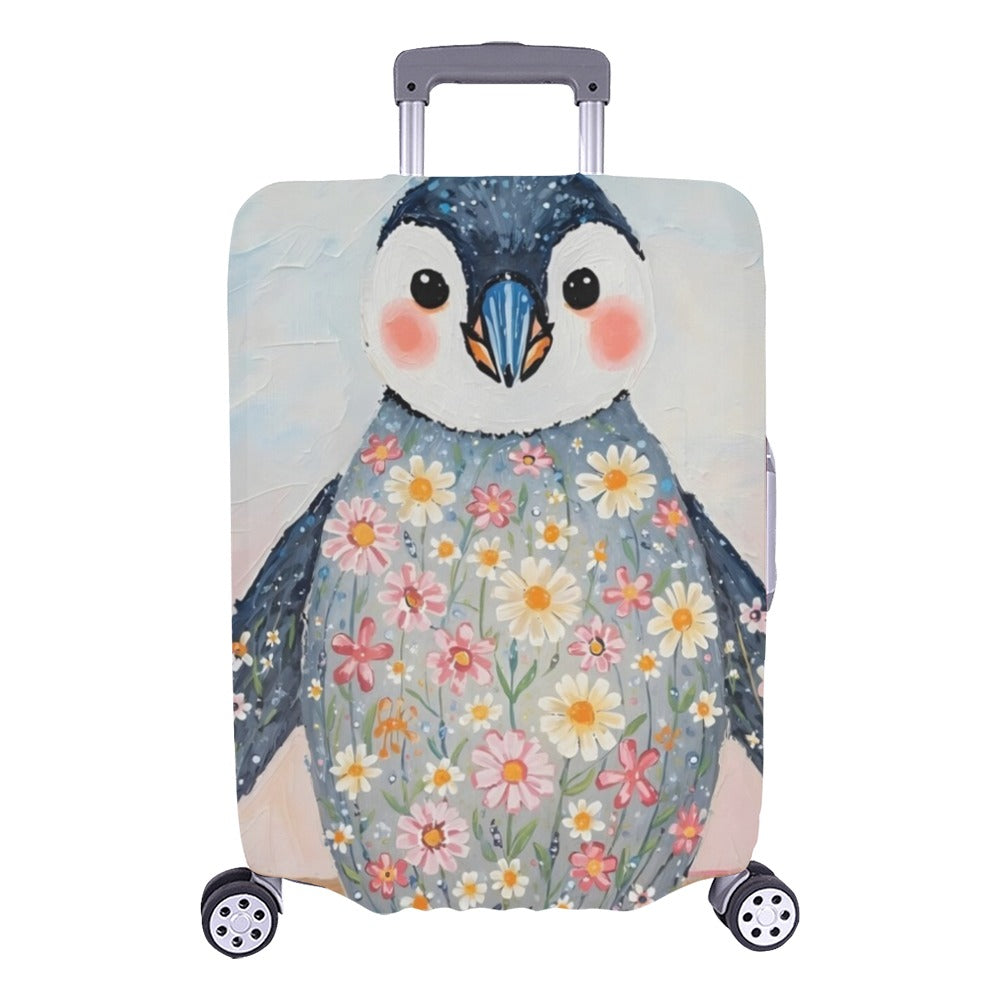 Floral Penguin Luggage Cover