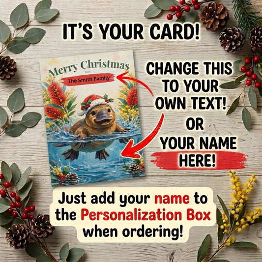 Personalised Platypus Christmas Folded Greeting Card | Australian Animals