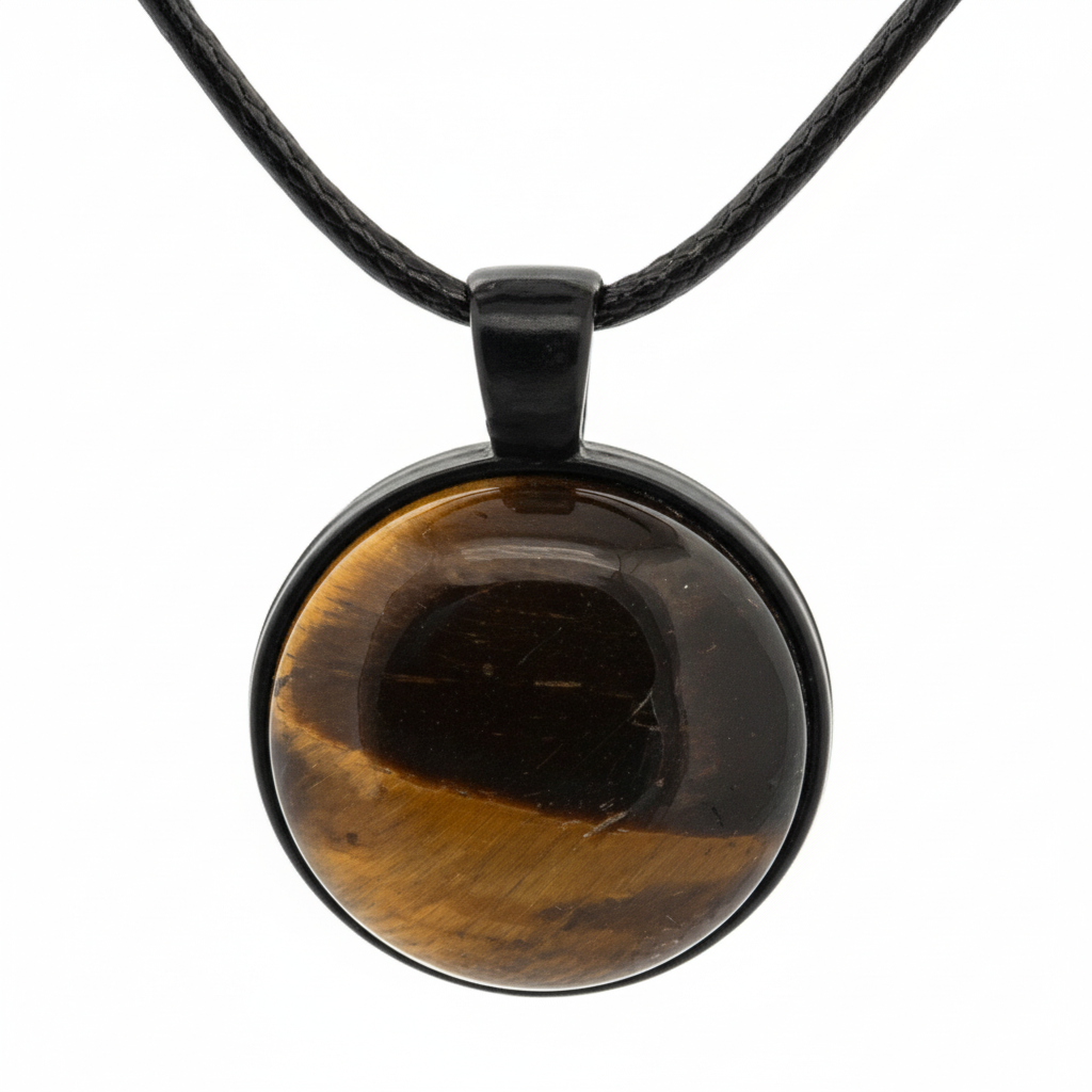Tiger Eye Natural Stone Necklace | Grounding Gemstone Pendant | 45cm