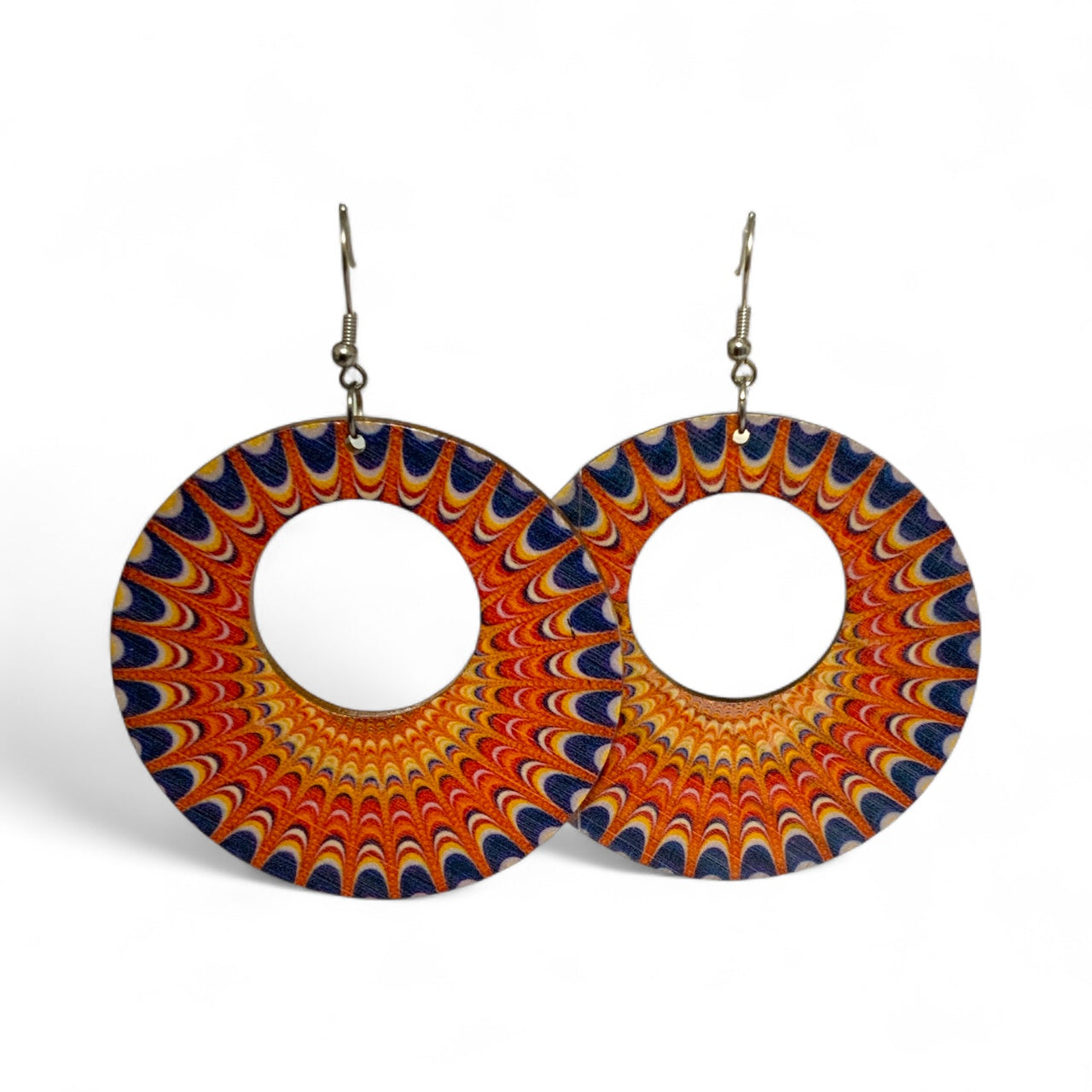 Boho Wooden Necklace & Earrings Set – Style 6, Handmade Matching Printed Wood Jewellery