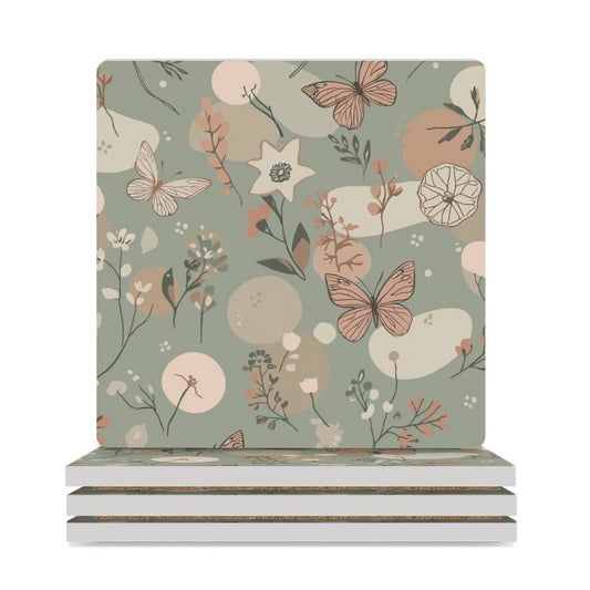 Botanical Flutter Delicate Butterfly Coasters — US-Made, Set of 4