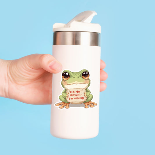 Do Not Disturb Vibing Frog | Chill Aesthetic | White Vinyl | Die-Cut Sticker