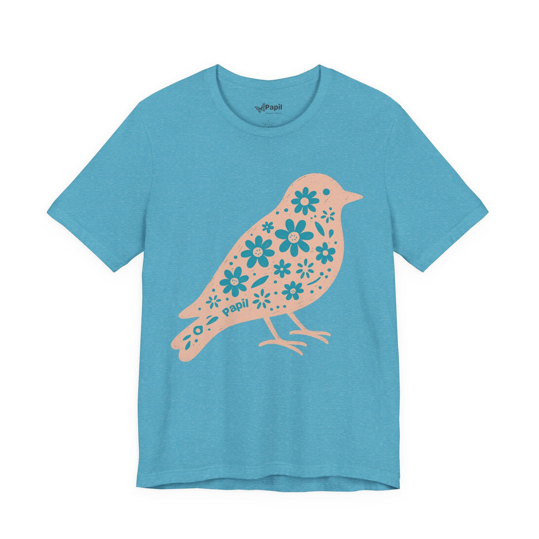 Floral spring bird unisex graphic tee, flat