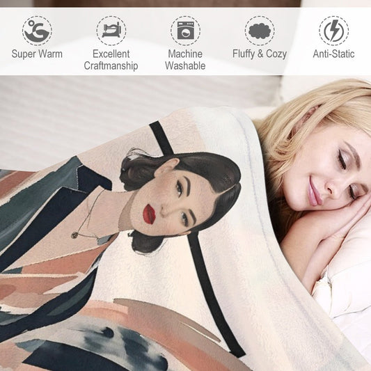 Modern Muse flannel throw blanket, alternate angle