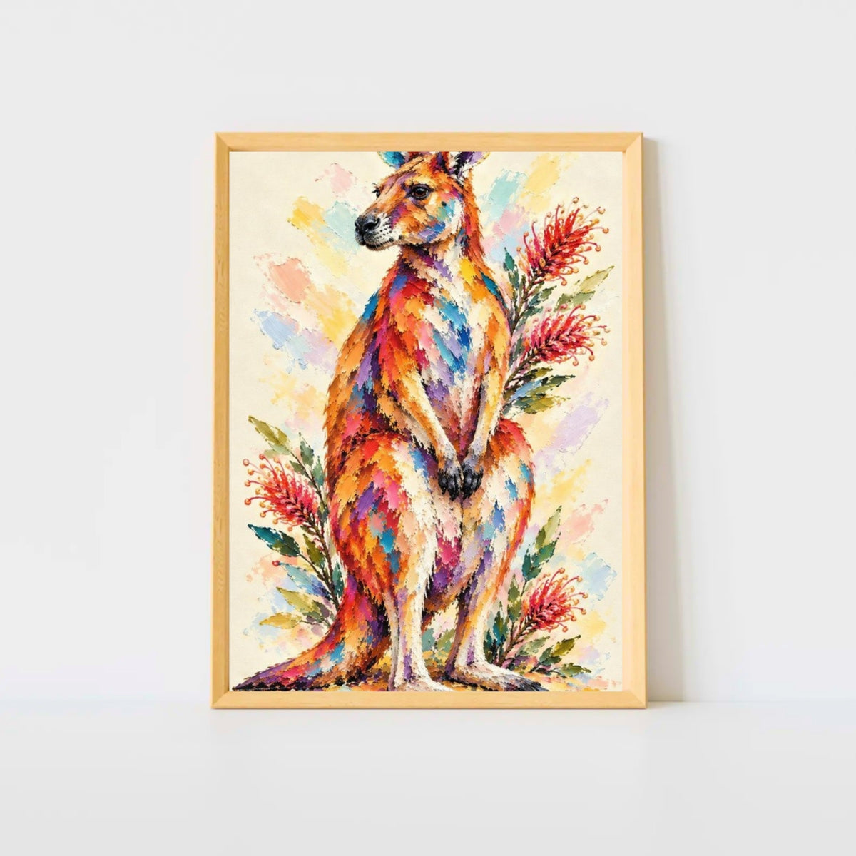Kangaroo Painted Australian Animal Fine Art Poster