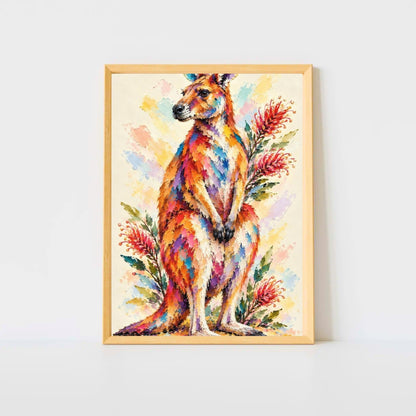 Kangaroo Painted Australian Animal Fine Art Poster