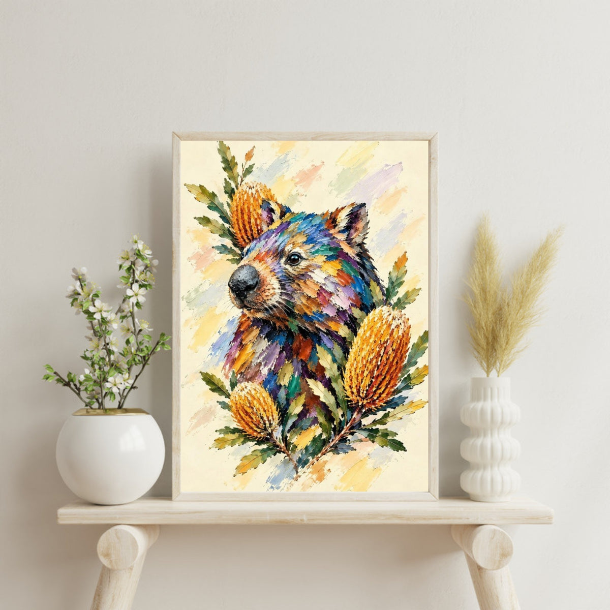 Wombat Painted Australian Animal Fine Art Poster