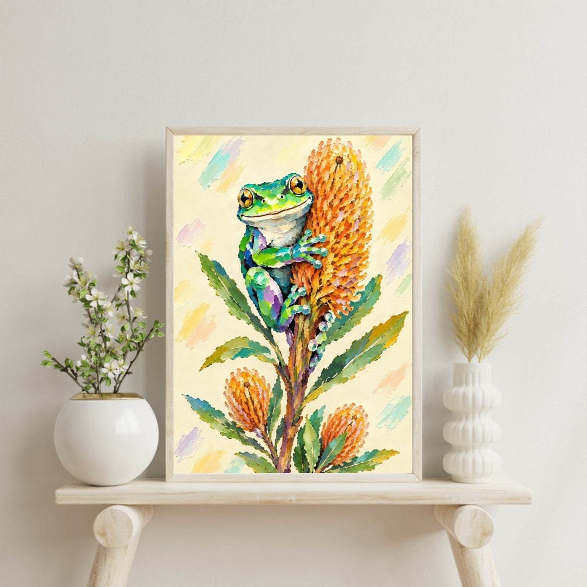 Green Tree Frog Painted Australian Animal Fine Art Poster