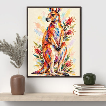 Kangaroo Painted Australian Animal Fine Art Poster