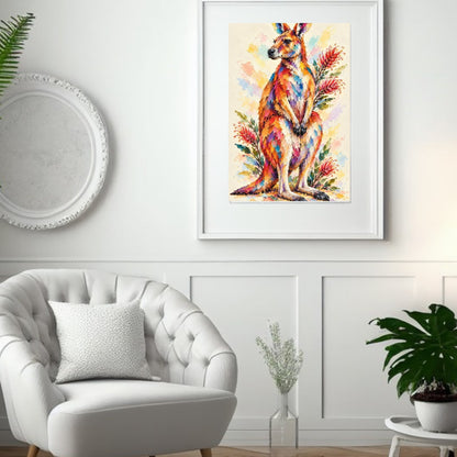 Kangaroo Painted Australian Animal Fine Art Poster