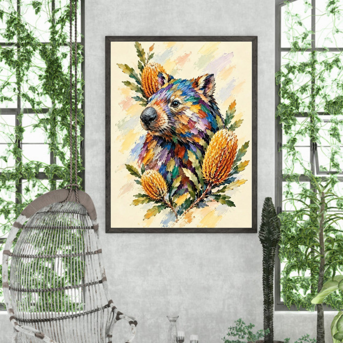 Wombat Painted Australian Animal Fine Art Poster
