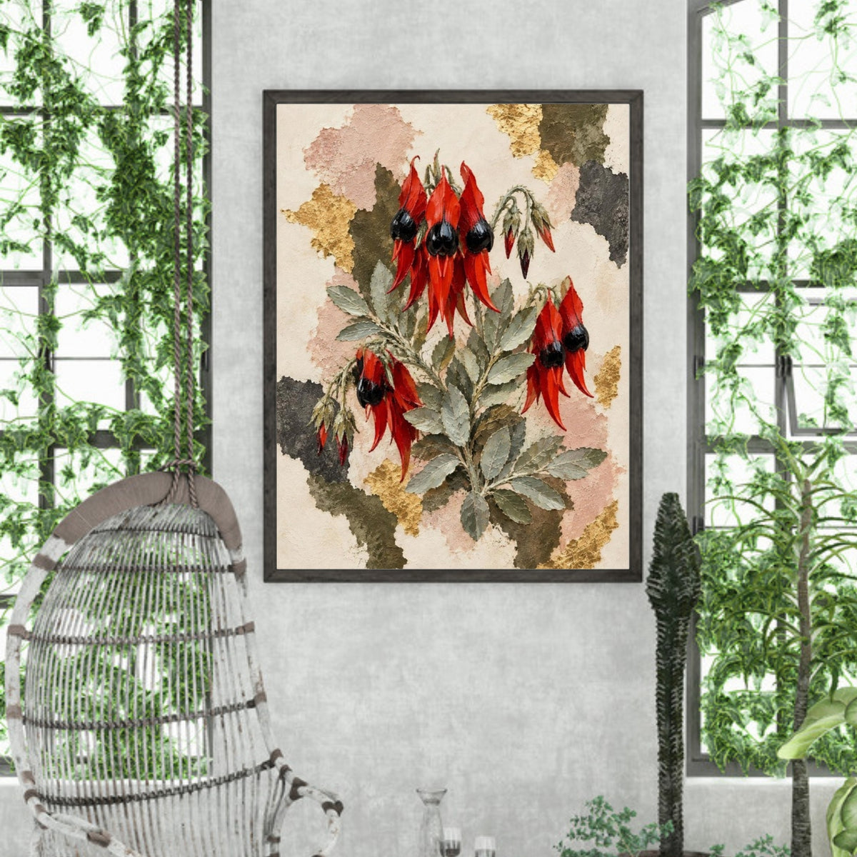 Sturt's Desert Pea Australian Native Flower Fine Art Poster