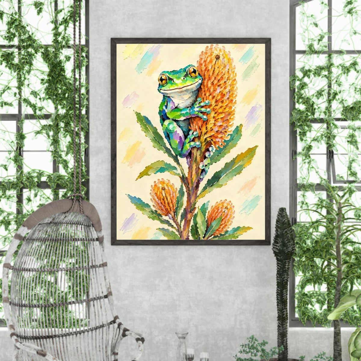 Green Tree Frog Painted Australian Animal Fine Art Poster