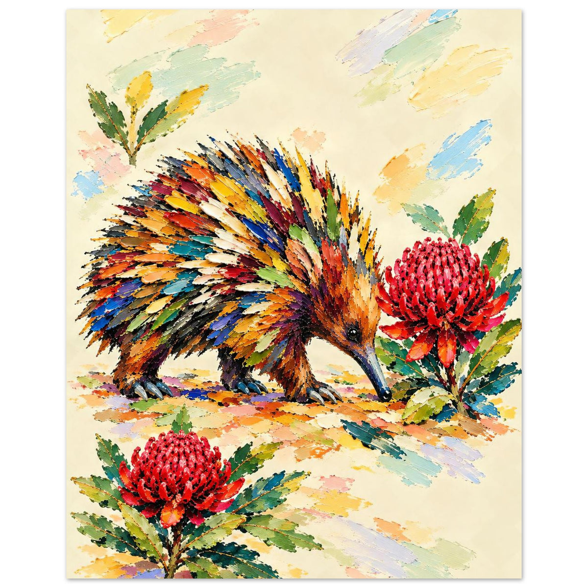 Echidna Painted Australian Animal Fine Art Poster 40x50 cm 16x20″
