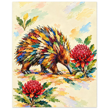 Echidna Painted Australian Animal Fine Art Poster 40x50 cm 16x20″