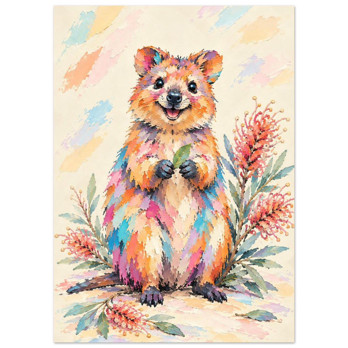 Quokka Painted Australian Animal Fine Art Poster 50x70 cm 20x28″
