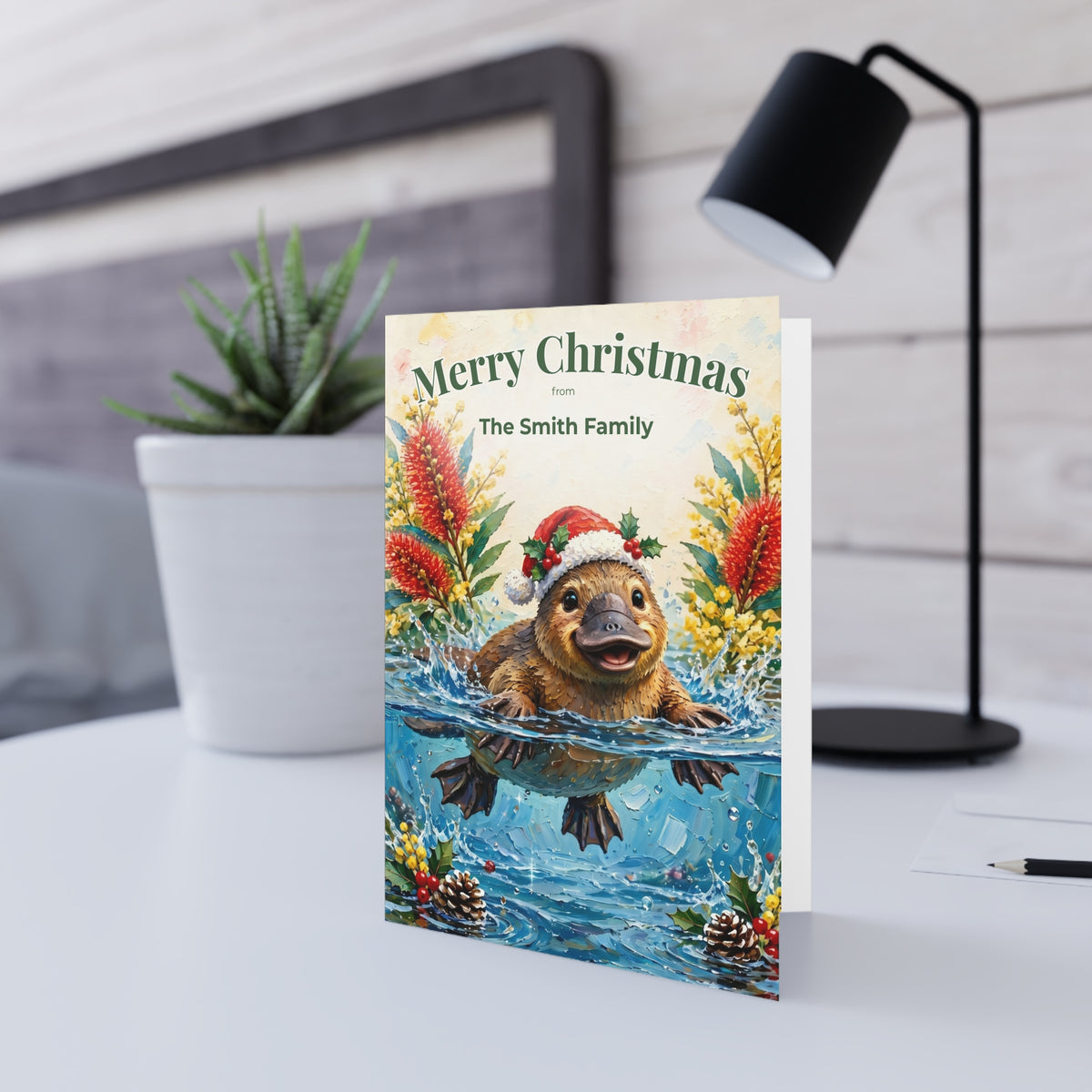 Personalised Platypus Christmas Folded Greeting Card | Australian Animals