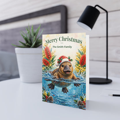 Personalised Platypus Christmas Folded Greeting Card | Australian Animals
