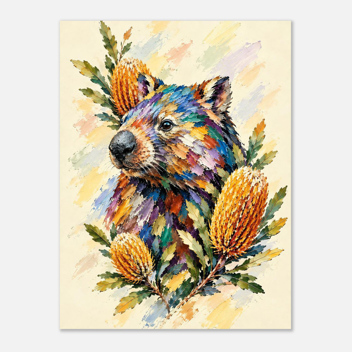 Wombat Painted Australian Animal Fine Art Poster