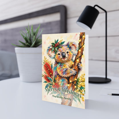 Personalised Koala Christmas Folded Greeting Card | Australian Animals