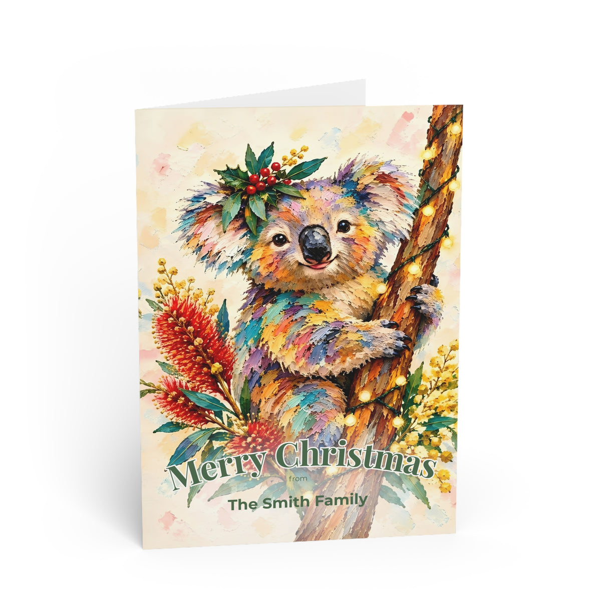 Personalised Koala Christmas Folded Greeting Card | Australian Animals 6.9" x 4.9" 1 pc