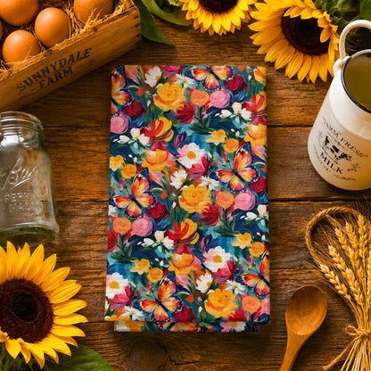 Butterfly Garden Floral Tea Towel | Quick-Dry Microfibre Kitchen Towel