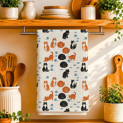 Cats & Yarn Tea Towel | Quick-Dry Microfibre Kitchen Towel