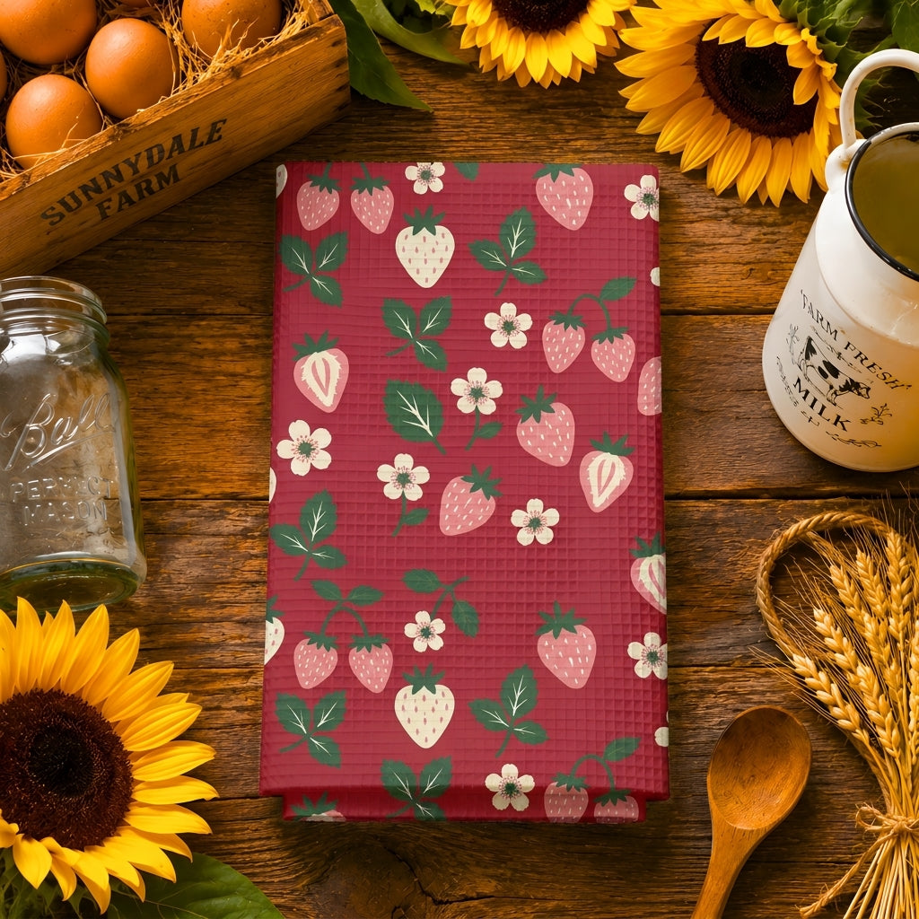 Strawberry Patch Tea Towel | Quick-Dry Microfibre Kitchen Towel