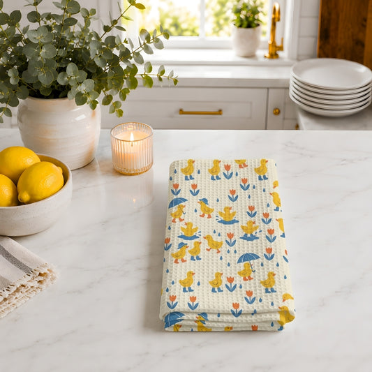 Rainy Day Ducklings Tea Towel | Quick-Dry Microfibre Kitchen Towel