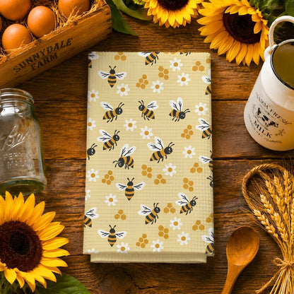 Bumble Bee & Daisy Tea Towel | Quick-Dry Microfibre Kitchen Towel