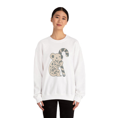 Floral Koala with Candy Cane Christmas Sweater | Botanical Animal Woodland Sweatshirt