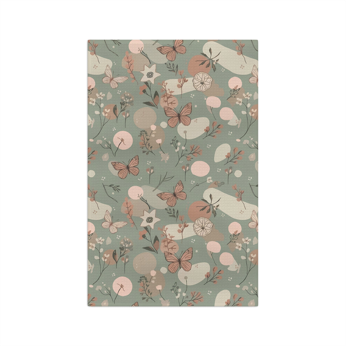 Sage Butterfly & Dandelion Tea Towel | Quick-Dry Microfibre Kitchen Towel 16'' × 25''