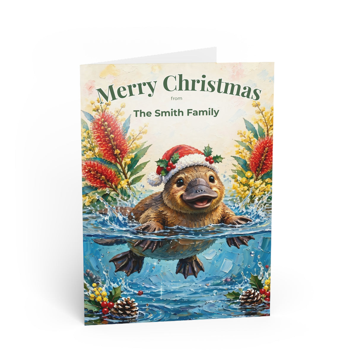Personalised Platypus Christmas Folded Greeting Card | Australian Animals 6.9" x 4.9" 1 pc