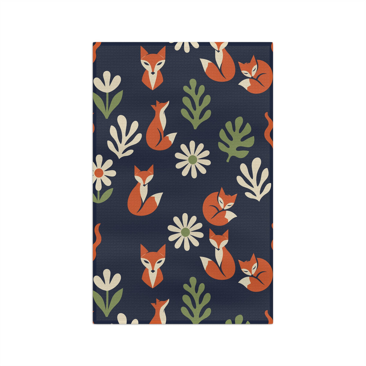 Fox & Daisy Navy Tea Towel | Quick-Dry Microfibre Kitchen Towel 16'' × 25''