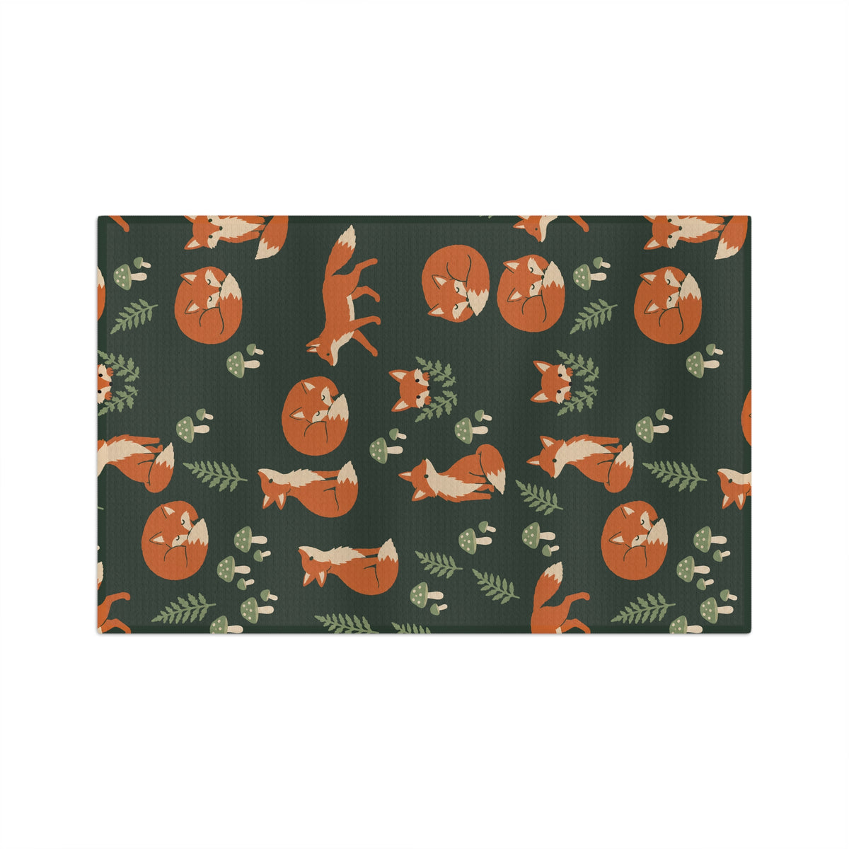 Woodland Fox & Mushroom Tea Towel | Quick-Dry Microfibre Kitchen Towel