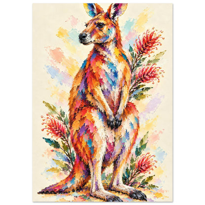 Kangaroo Painted Australian Animal Fine Art Poster A1 (59.4 x 84.1 cm)