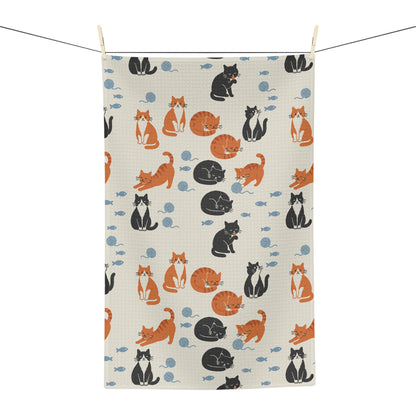 Cats & Yarn Tea Towel | Quick-Dry Microfibre Kitchen Towel