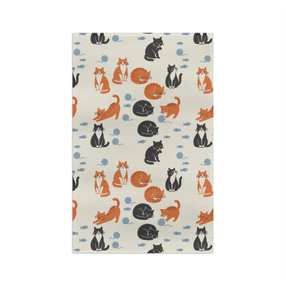 Cats & Yarn Tea Towel | Quick-Dry Microfibre Kitchen Towel 16'' × 25''