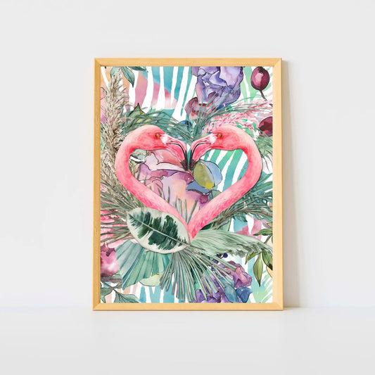 Flamingo Love Tropical Wall Art Poster