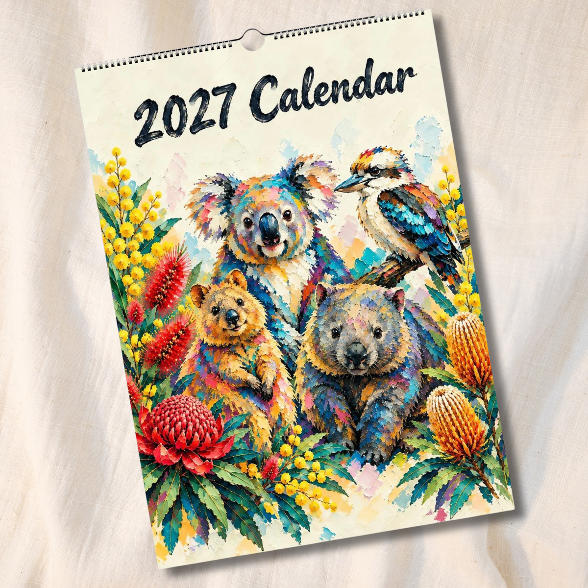 Australian Animals 2027 Wall Calendar | A3 UK Edition Colourful Painted Native Wildlife Calendar