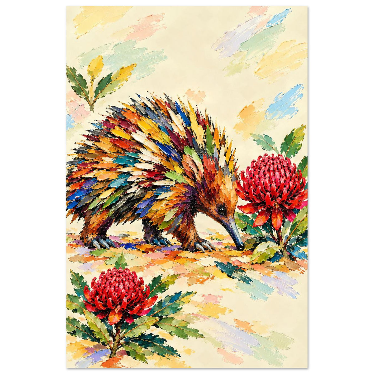 Echidna Painted Australian Animal Fine Art Poster 60x90 cm 24x36″