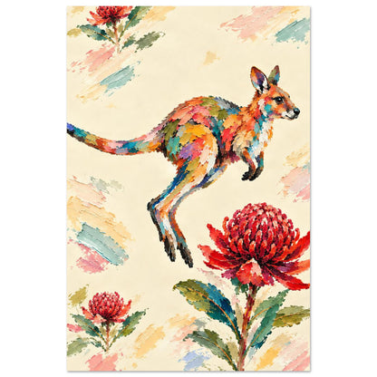 Wallaby Painted Australian Animal Fine Art Poster 30x45 cm 12x18″