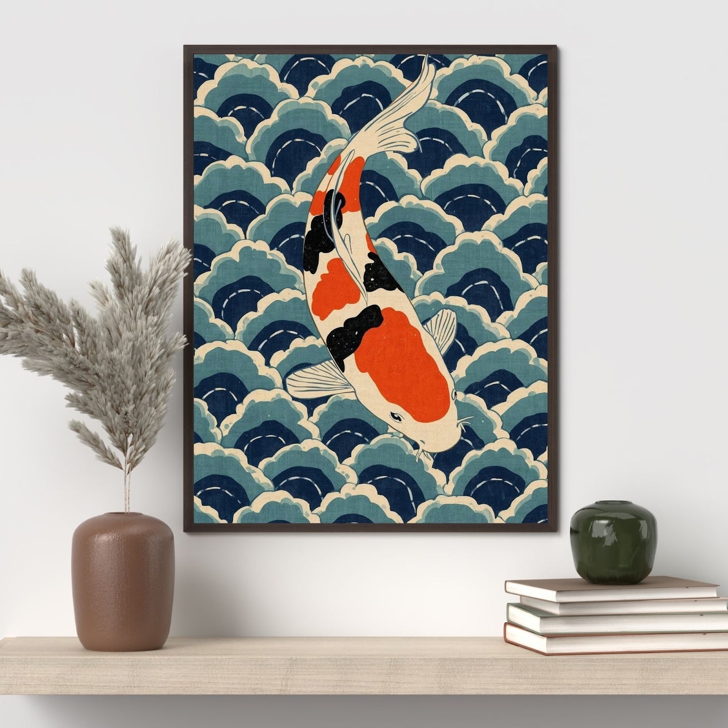 Koi Wave Japanese Art Wall Poster