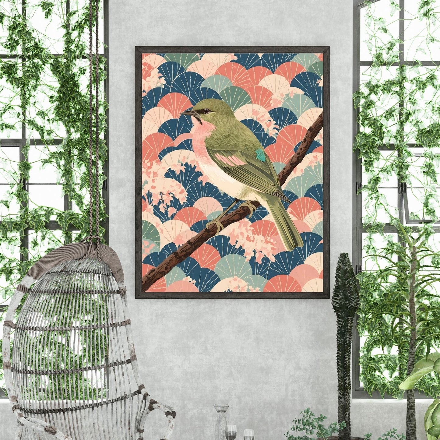 Songbird Serenity Japanese Art Wall Poster