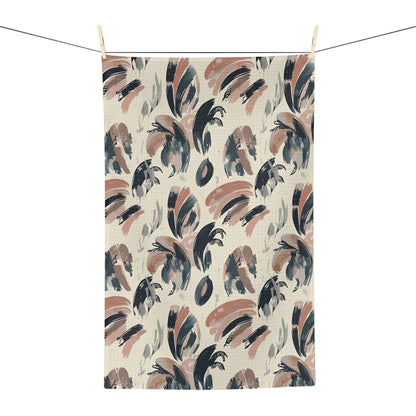 Abstract Brushstroke Leaves Tea Towel | Quick-Dry Microfibre Kitchen Towel