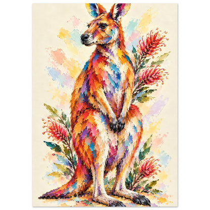 Kangaroo Painted Australian Animal Fine Art Poster 50x70 cm 20x28″