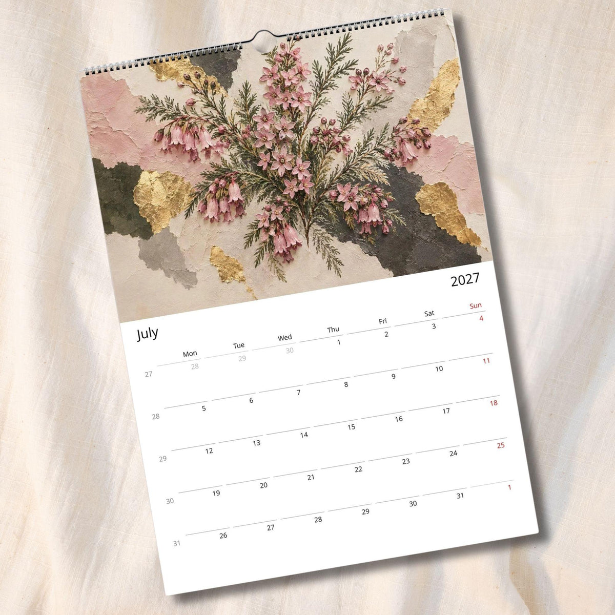 Australian Native Flowers 2027 Wall Calendar | A3 UK Edition Fine Art Botanical Wildflower Calendar