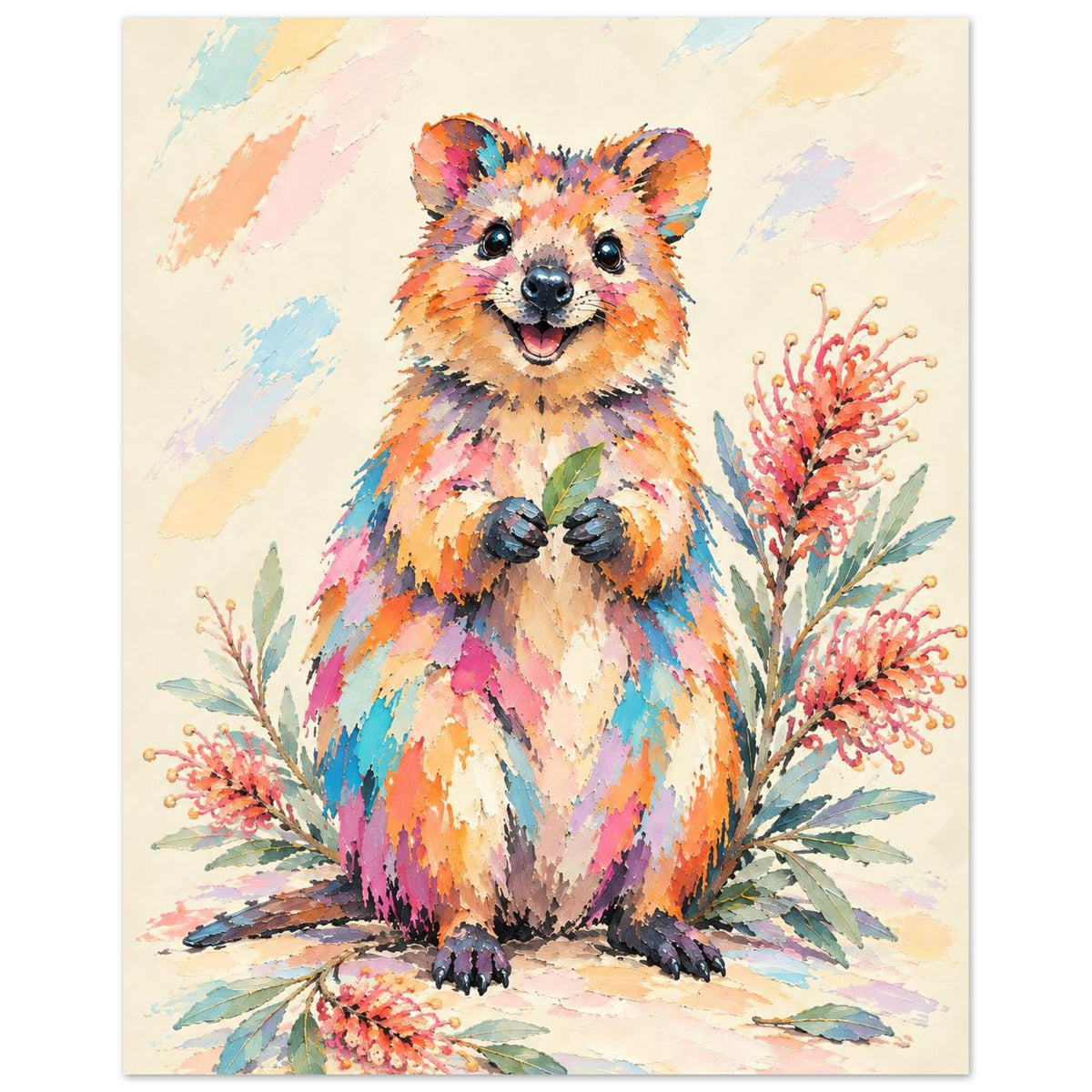 Quokka Painted Australian Animal Fine Art Poster 40x50 cm 16x20″